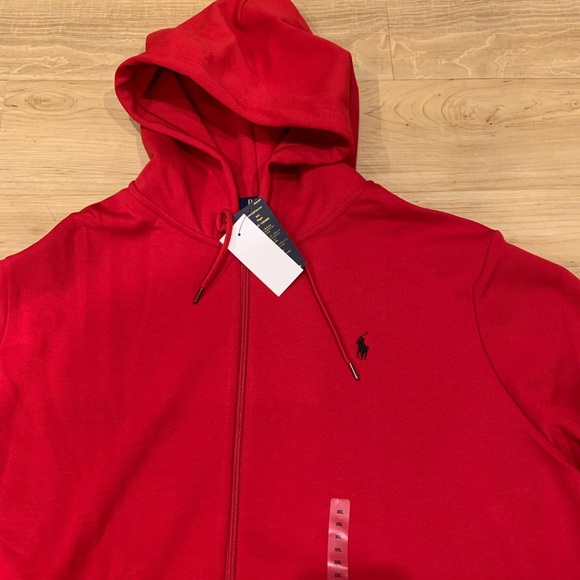 Polo Ralph Lauren Men’s Double Knit Tech Fleece Full Zip Hoodie Red NWT XXL - Picture 2 of 4